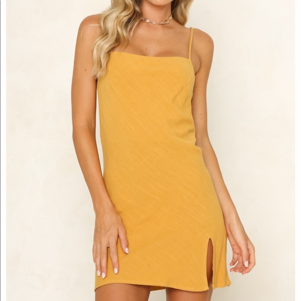 HELLO MOLLY vertigo valley mustard dress